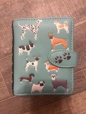 Teal Dog-Print Snap Wallet for Women